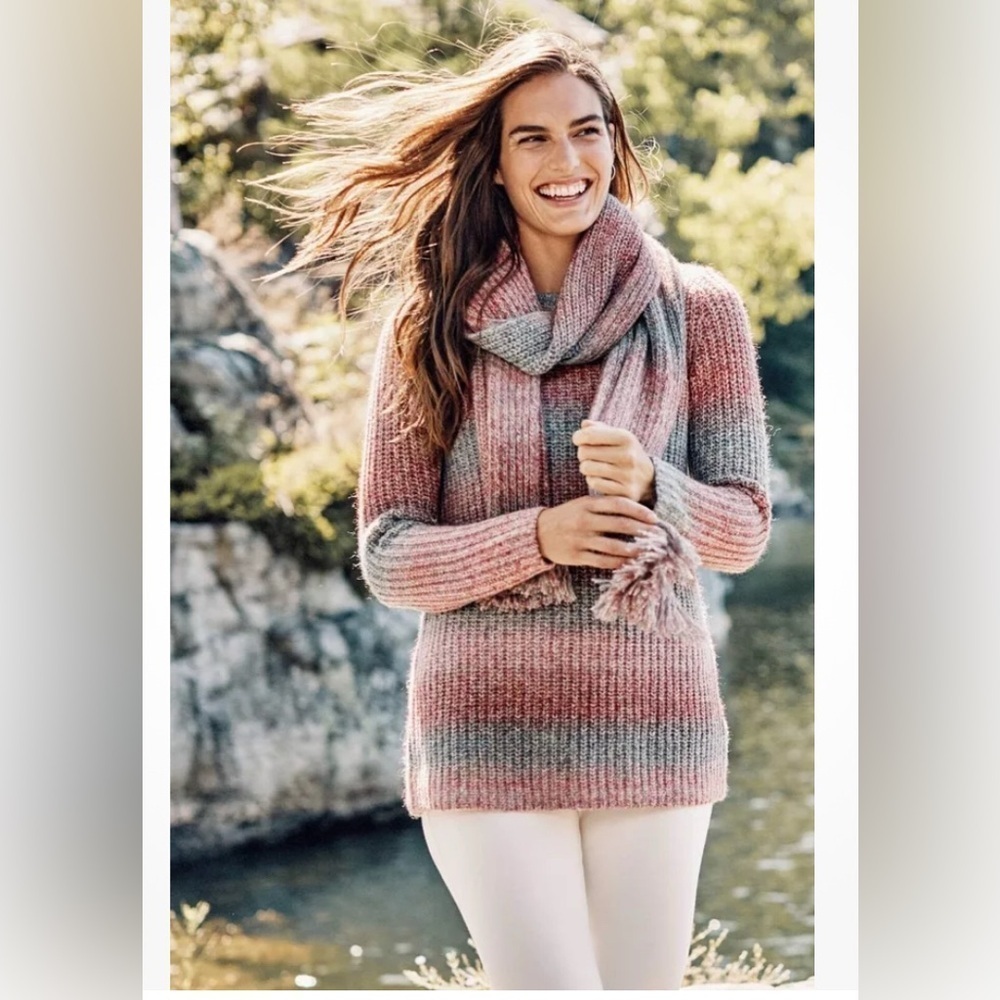J Jill striped ombre crew neck woman quiet luxury gorpcore classic sweater S